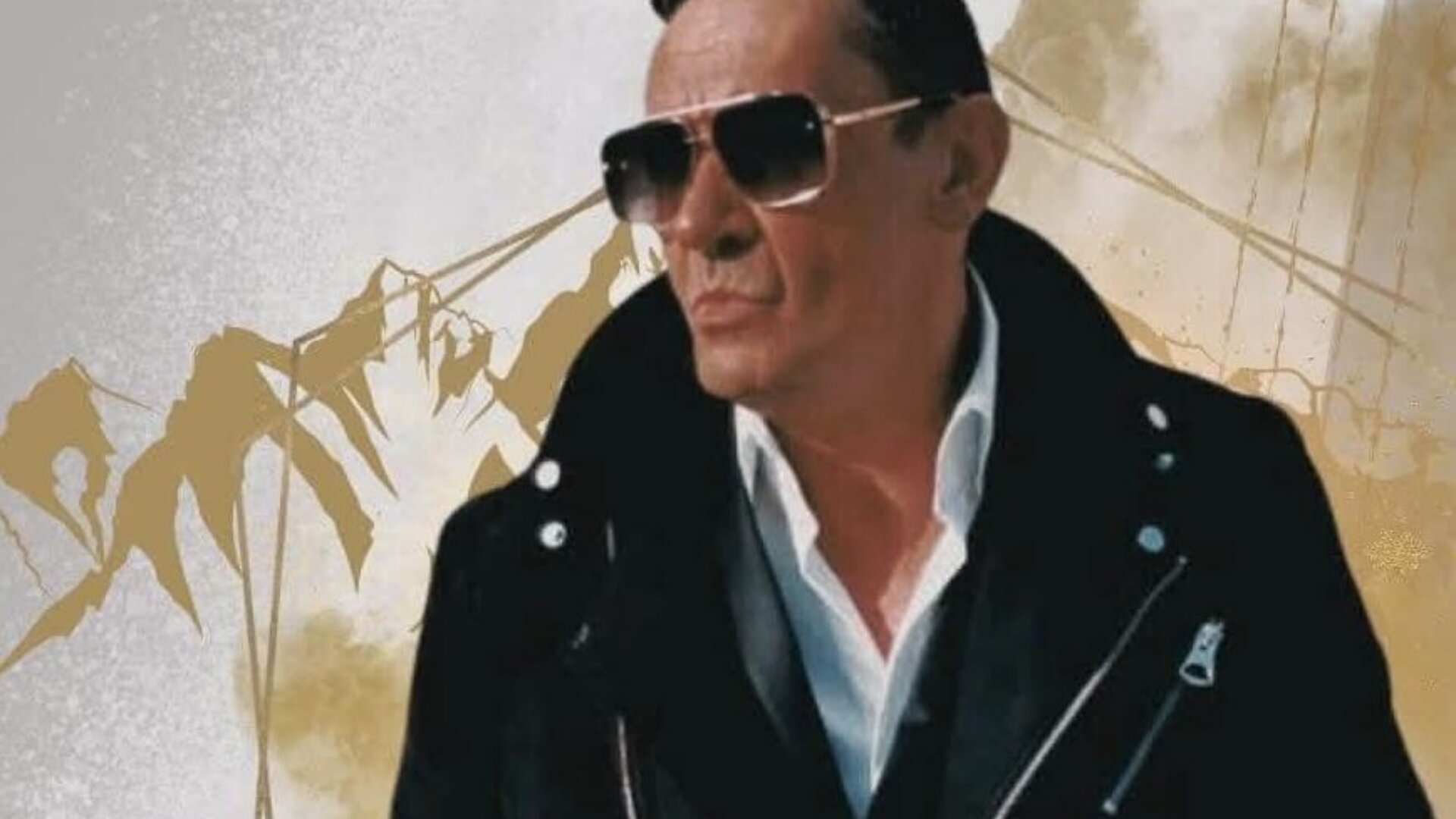 Eleganter Mann in Sonnenbrille und Lederjacke, vor bergiger Kulisse, repräsentiert das Hotel Edelweiss in Lech/Zürs.